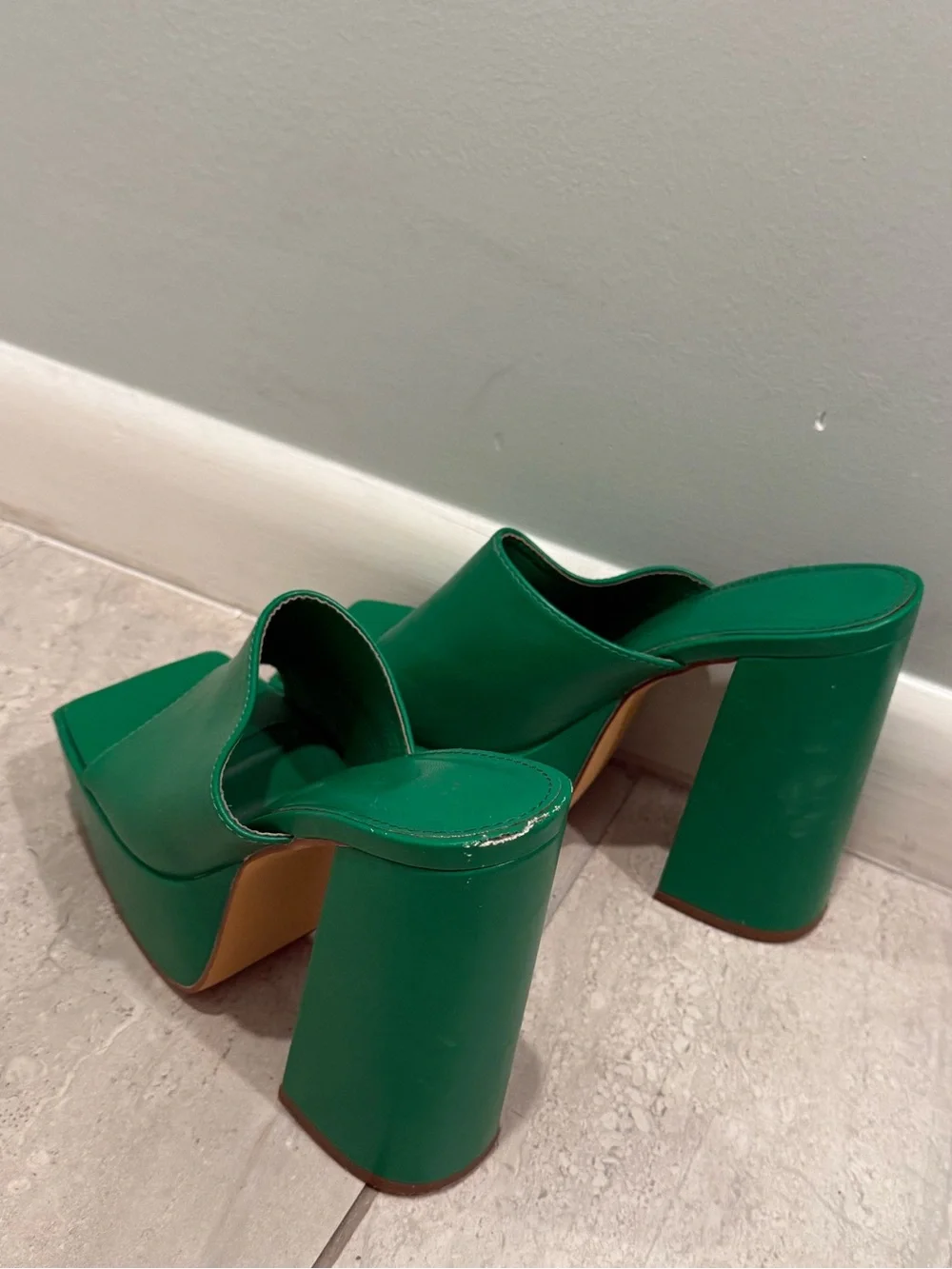 Emerald Green Platform Mule Heels